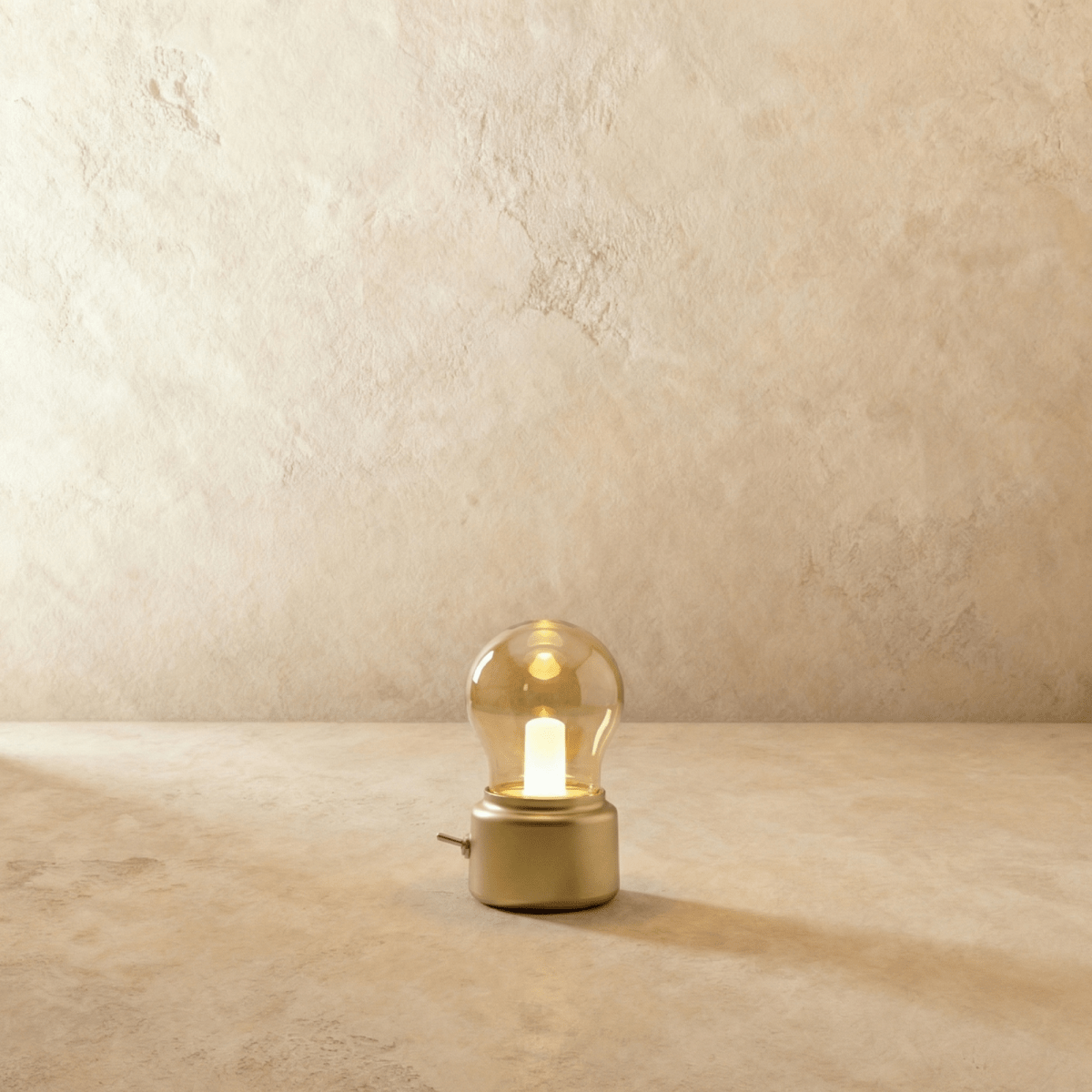 Table lamp positioned beside a makeup mirror on a dressing table