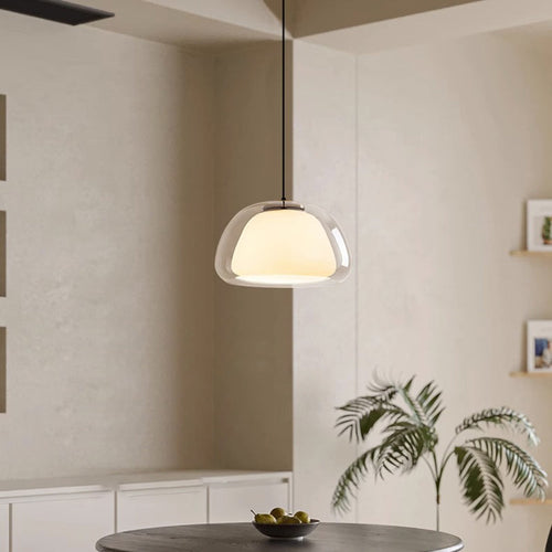 Contemporary Creative Cream Jelly Oval Iron Glass 1-Light Pendant Light For Bedroom - Lumendat