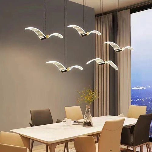 Contemporary Creative Seagull Iron Acrylic LED Pendant Light For Dining Room - Lumendat
