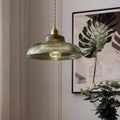 Contemporary Nordic Hat Shape Stripe Glass Brass 1 - Light Pendant Light For Living Room - Lumendat