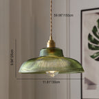 Contemporary Nordic Hat Shape Stripe Glass Brass 1 - Light Pendant Light For Living Room - Lumendat