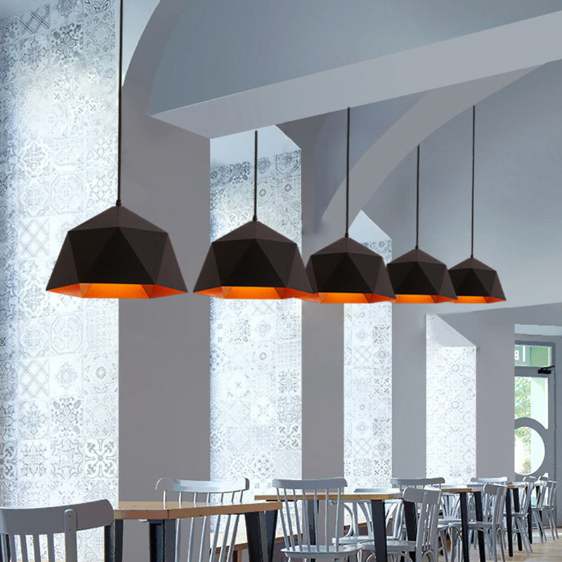 Contemporary Scandinavian Iron Geometric Polygon Rhombus 1-Light Pendant Light For Dining Room - Lumendat