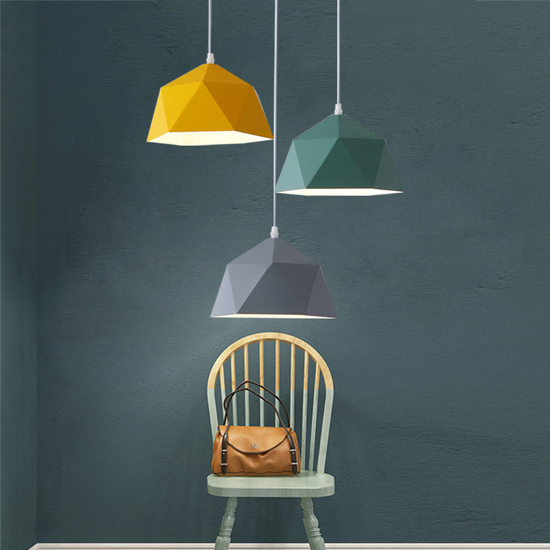 Contemporary Scandinavian Iron Geometric Polygon Rhombus 1-Light Pendant Light For Dining Room - Lumendat