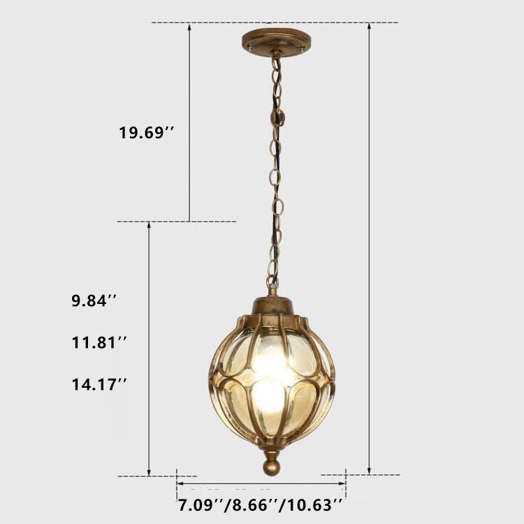 Retro Spherical Outdoor Pendant Light, Waterproof - Lumendat