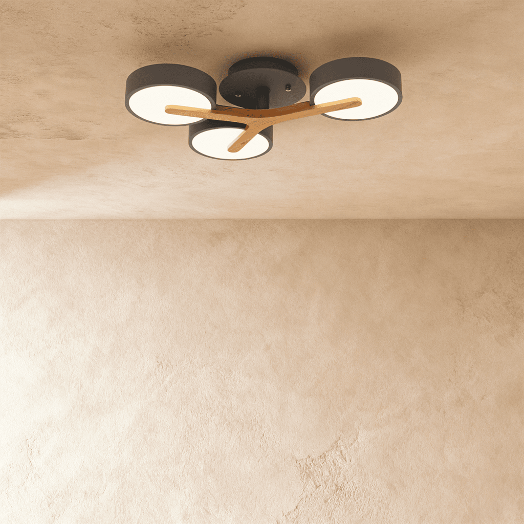 Aluminum & Wood Multi-Head Ceiling Light with Acrylic Diffuser - Lumendat