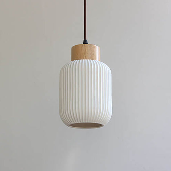 Nordic  White Ceramic Cylindrical Jar 1-Light Japanese Pendant Light - Lumendat