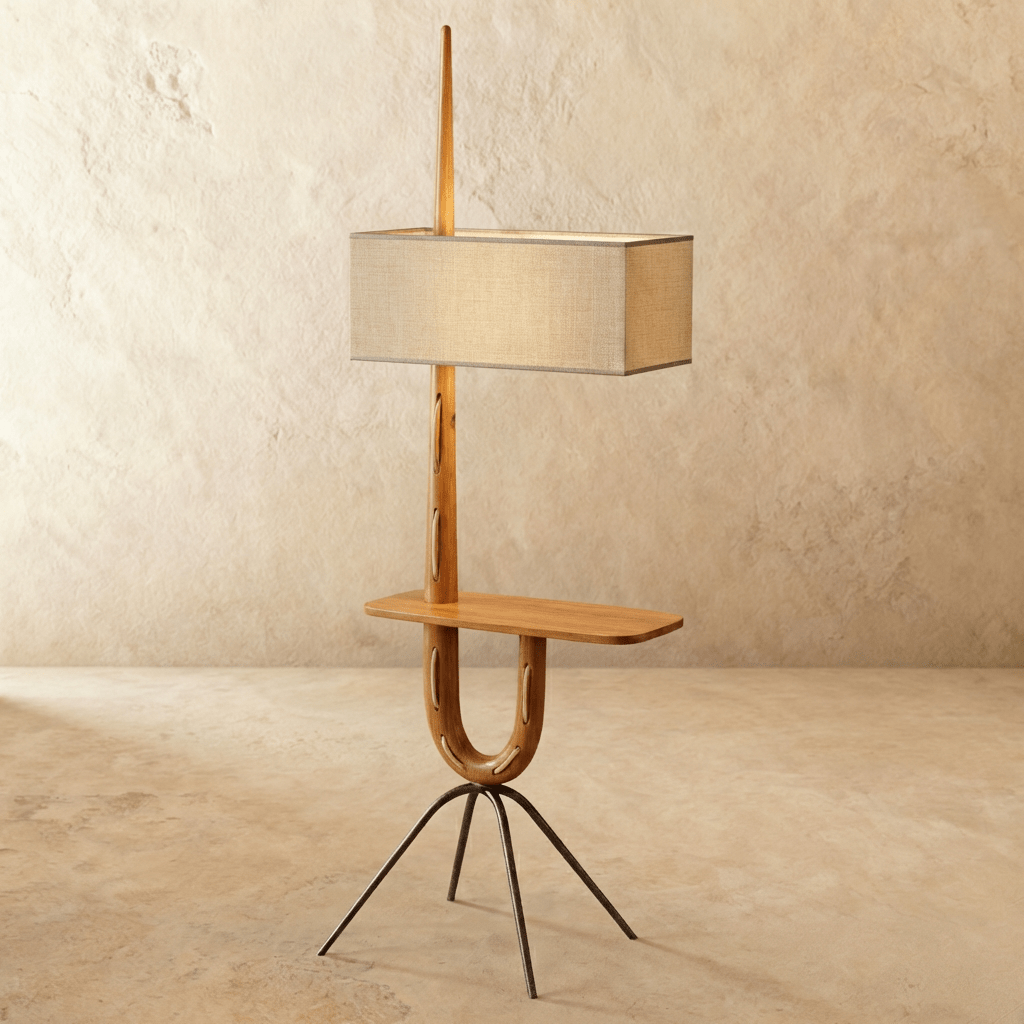 Solvaana Floor Lamp With Side Table - Lumendat
