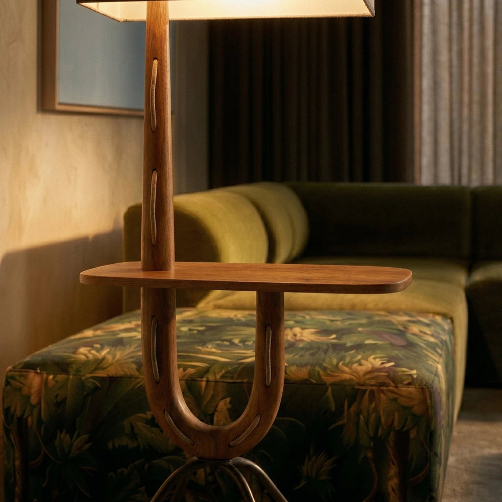 Solvaana Floor Lamp With Side Table - Lumendat