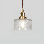 Traditional Japanese Brass Glass Round Jar 1-Light Pendant Light For Living Room - Lumendat
