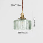 Traditional Japanese Brass Glass Round Jar 1-Light Pendant Light For Living Room - Lumendat