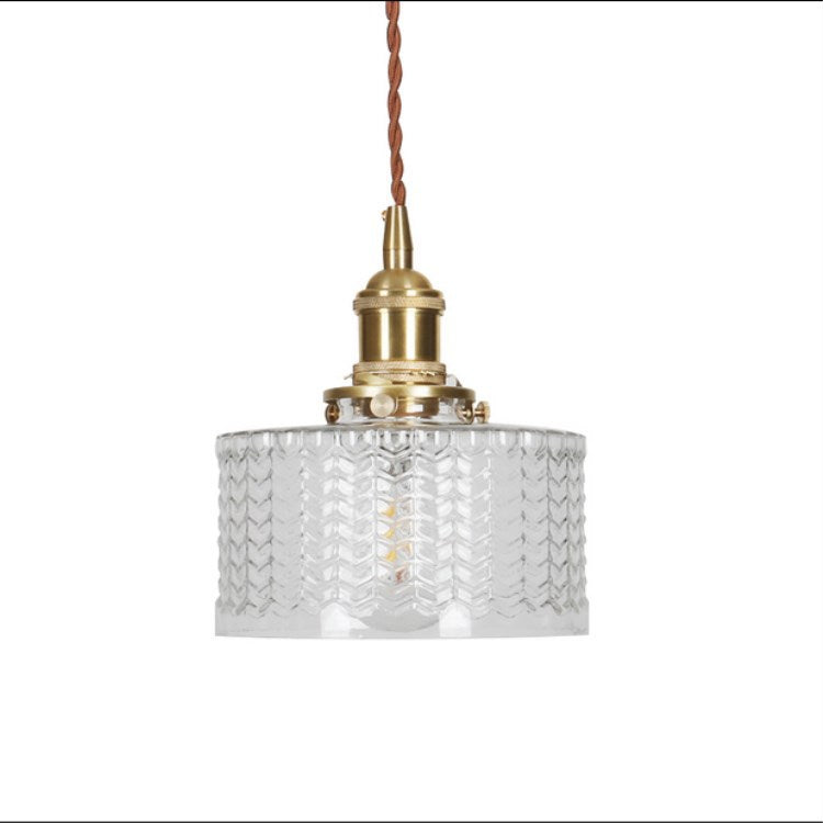 Traditional Japanese Brass Glass Round Jar 1-Light Pendant Light For Living Room - Lumendat