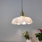 Traditional Japanese Cream Petal Glass Iron 1-Light Pendant Light For Dining Room - Lumendat