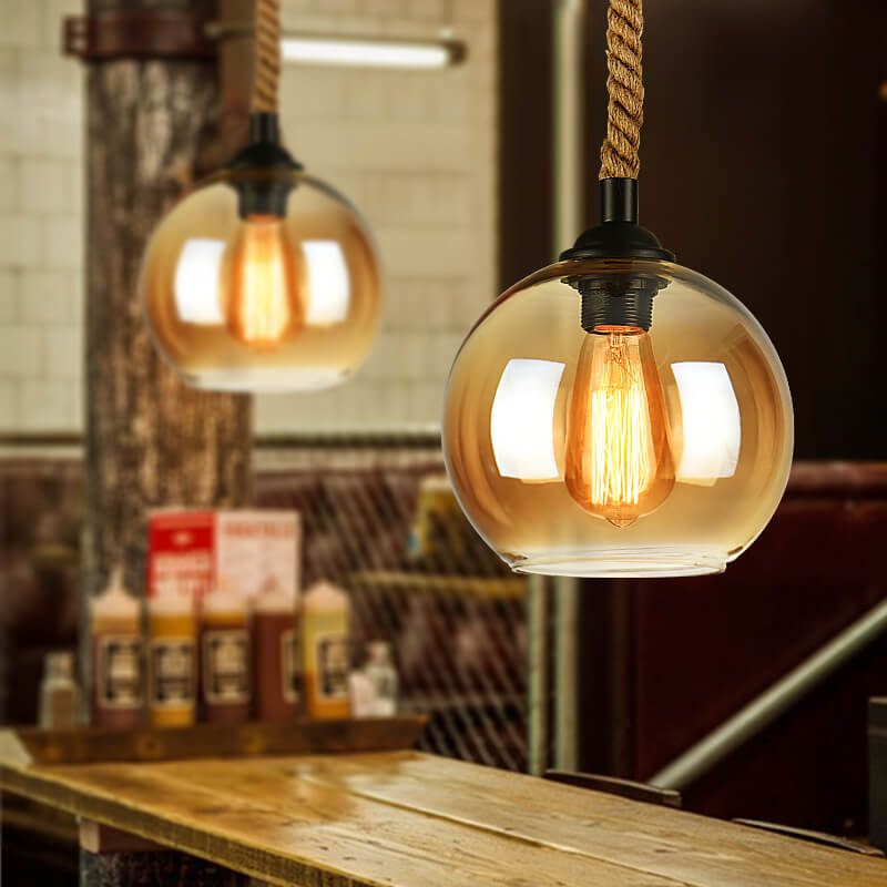Marlowe Vintage Glass & Rope Pendant Light - Lumendat