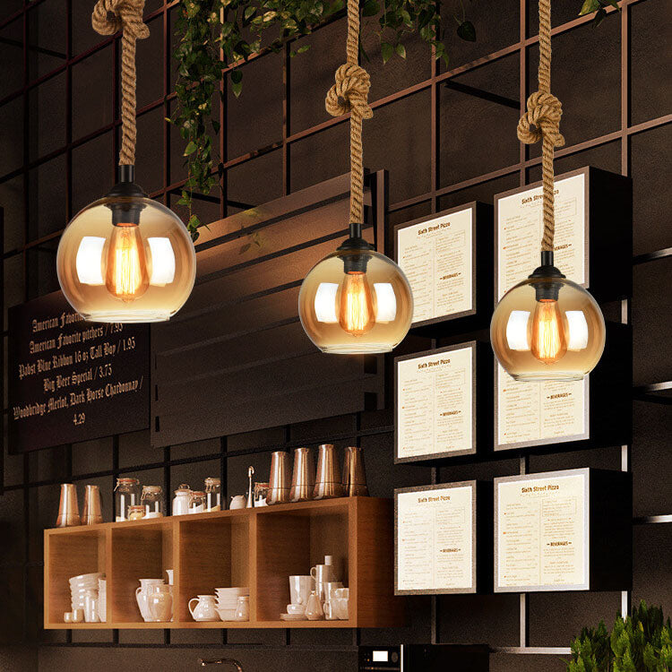 Marlowe Vintage Glass & Rope Pendant Light - Lumendat
