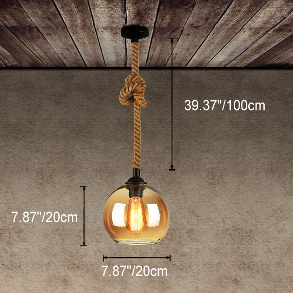 Marlowe Vintage Glass & Rope Pendant Light - Lumendat
