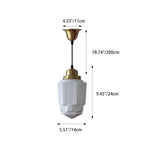 Traditional Vintage Round Cylinder Pagoda Shape Brass Glass 1-Light Pendant Light For Living Room - Lumendat